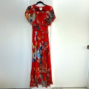 Camilla Red and Blue Floral Maxi Dress